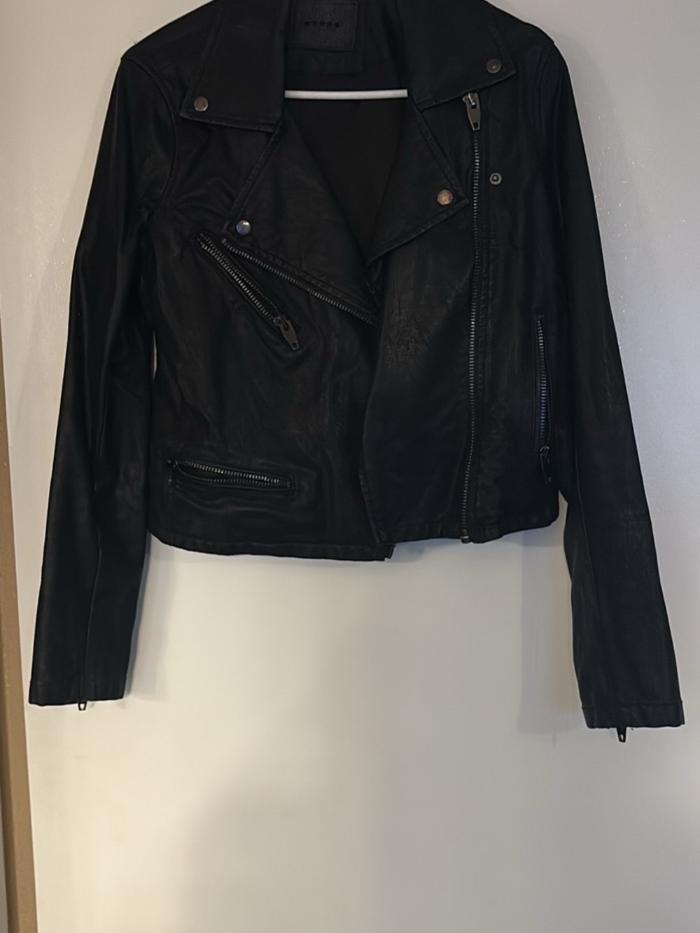 Blank NYC Black Asymmetric Leather Moto Jacket